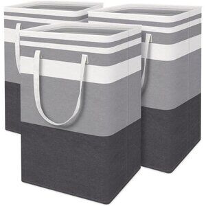 3-Pack Laundry Basket, Freestanding＆Waterproof Laundry Hamper, Collapsible